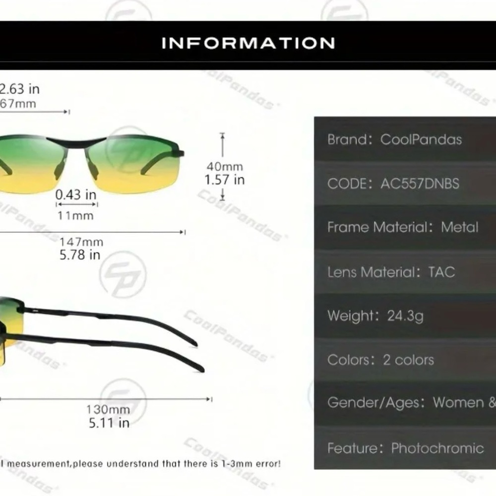 Photochromic Sunglasses - Black and Green - Picture 8 of 12